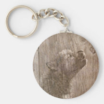 Art en bois de chiot de loup porte-clés