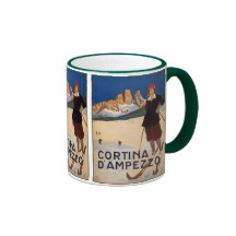Art vintage d'affiche de voyage de Cortina d'Ampez Mugs
