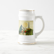Art vintage de paon avec Tour Eiffel Mug