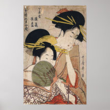 Art vintage japonais de deux geishas posters