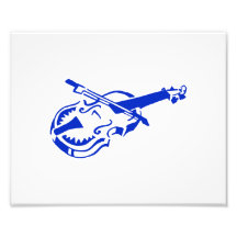 Aufgereihter blauer Instrumentviolinenbogen image. Photographischer Druck