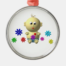 AUFPRALLEN DES BABY-JUNGEN MIT 7 BLUMEN ORNAMENT