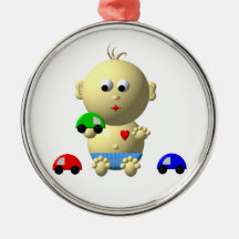 AUFPRALLEN DES BABYS MIT 3 SPIELZEUG-AUTOS ORNAMENTE