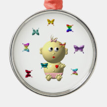 AUFPRALLEN DES BABYS MIT 9 SCHMETTERLINGEN WEINACHTSORNAMENTE