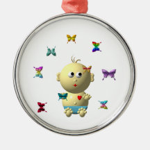 AUFPRALLEN DES BABYS MIT 9 SCHMETTERLINGEN WEIHNACHTSBAUM ORNAMENTE