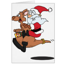 Australier Sankt, die einen Weihnachtskänguruh rei Karte