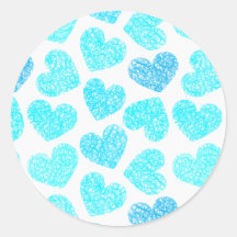 Autocollant bleu de coeurs