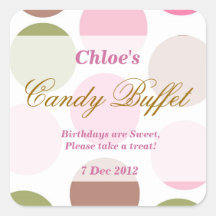 Autocollant de buffet de sucrerie d'anniversaire d