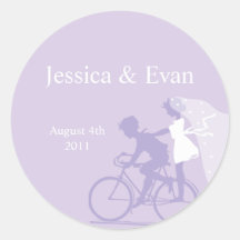 Autocollant de mariage de couples de bicyclette de