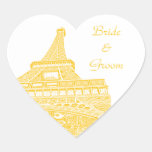 Autocollant en forme de coeur de Tour Eiffel d'or