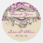 Autocollant floral vintage gris pourpre de faveur 