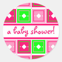 Autocollant Girly de baby shower de blocs