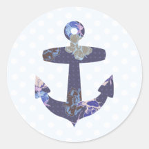 Autocollants bleus floraux d'ancre