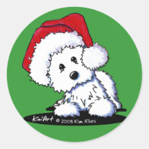 Autocollants de chien de KiniArt Père Noël Westie