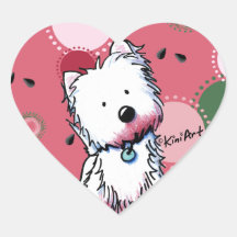 Autocollants de coeur de Westie de pastèque