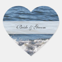 Autocollants de mariage de thème de plage de coeur
