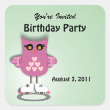 Autocollants de patinage de partie de hibou rose