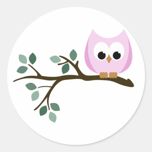 Autocollants roses de hibou