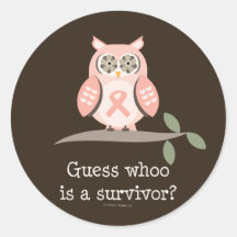 Autocollants roses de hibou de ruban de survivant 