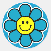 Autocollants souriants de fleur (bleus)
