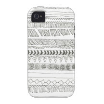 Aztekischer Stammes- Schwarzweiss-Druck iPhone 4 Case