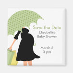 Baby shower enceinte de maman {vert} magnets pour réfrigérateur