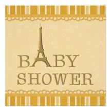 Baby shower mignon de neutre de Tour Eiffel d'or Invitations Personnalisées