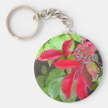 Baies et feuille rouge et vert porte-clefs