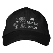 Baiser de jeunes mariés - juste marié casquettes brodées
