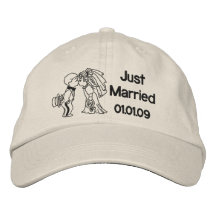 Baiser de jeunes mariés - juste marié casquettes de baseball brodées