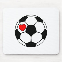 Ballon de football (coeur rouge) tapis de souris