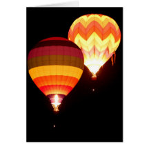 Ballons à air chauds la nuit cartes de vœux