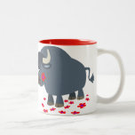 Bande dessinée mignonne Taureau et tasse rouge de  tasses