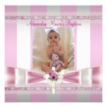 Baptême blanc rose de baptême de croix de photo de invitation