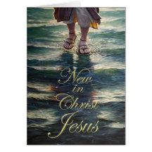 Baptême Card~ Jésus marchant sur l'eau Cartes De Vœux