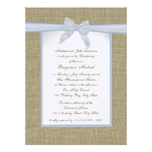 Baptême de bleus layette de toile de jute cartons d'invitation