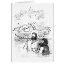 baptême de Jésus 8x10 à fond gris Carte