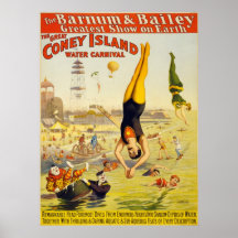 Barnum u. Wasser-Karneval Baileys Coney Island Poster