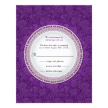 Barocke violette Plaketten-Hochzeits-Antwort-Einla