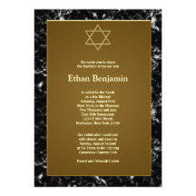 Barre de marbre noire Mitzvah d'étoile de David Faire-parts