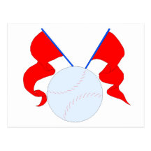 Baseball und Flaggen Postkarte