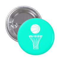 Basketball und Band-Knopf-Türkis Anstecknadel