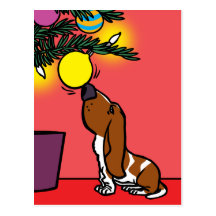 BASSET HOUND-NEUGIER-POSTKARTE