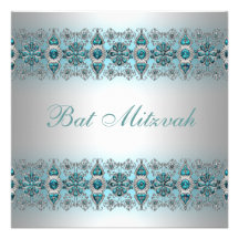 Bat mitzvah bleu turquoise invitation personnalisée