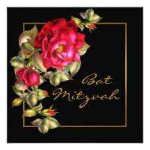 Bat mitzvah de rose rouge faire-parts