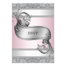 Bat mitzvah rose argenté RSVP Faire-part