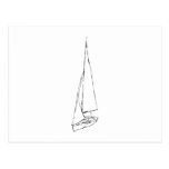 Bateau à voile. Croquis en noir et blanc. Cartes Postales