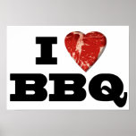 BBQ du coeur I, griller drôle de forme de coeur de Posters
