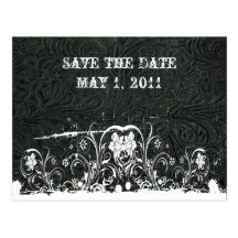 Bearbeitetes Schwarzweiss-Leder Save the Date Postkarte
