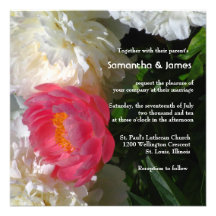 Beau faire-part de mariage japonais de pivoine